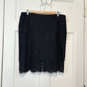 Banana Republic Pencil Skirt Sz 14  Navy Lace Overlay Fringe Wedding Office NWT
